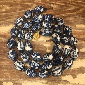 Vintage Chinese hand painted porcelain necklace